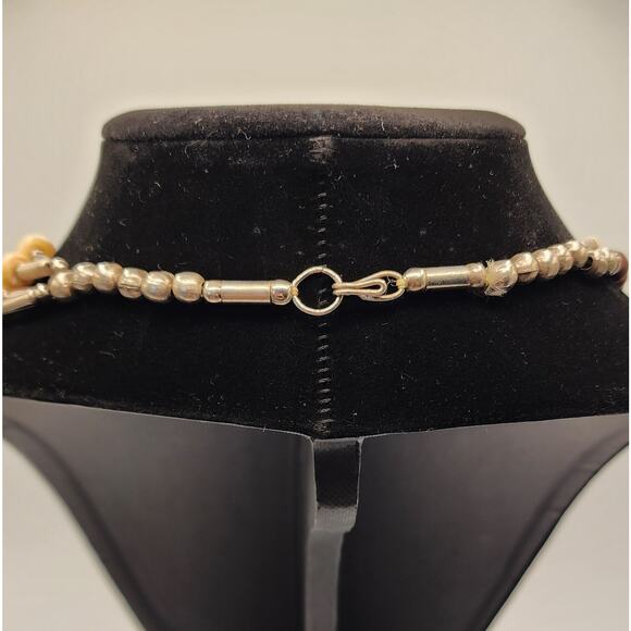 Tribal Necklace Bovine Hairpipe Beads Wood Metal Carved Lion Attacking Elephant - Picture 5 of 7